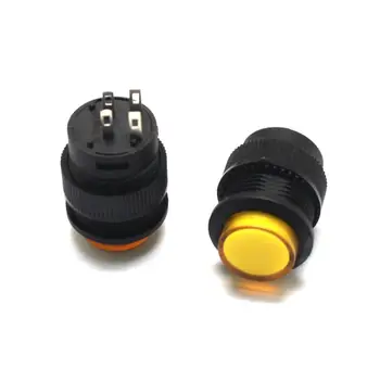 Šviesos savaiminio fiksavimo jungiklis mygtukas įjungti / R16-503AD Apvalus 16MM 3A / 250V 50 geltona