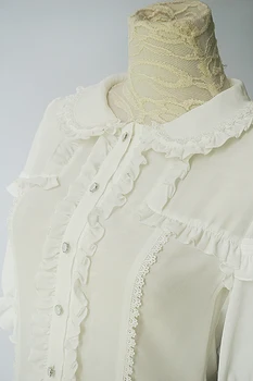 Šviežias saldus lolita top kawaii girl peter pan apykaklės balta viktorijos marškinėliai prarasti gothic lolita marškinėliai loli cos lolita cos loli