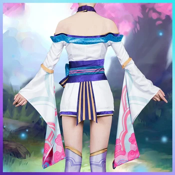 Žaidimas LOL Dvasia Žiedų Ahri Cosplay Kostiumas Moterims Fancy Dress Deluxe Kimono Kostiumas Helovyno Karnavalas Šalies Uniformos Užsakymą