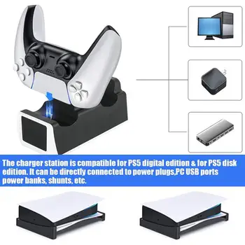 Žaidimų Valdiklis Įkroviklis Plastiko USB Įkroviklis Station Portable LED Žaidimų Valdiklis Įkrovimo Dokas Pakeisti PS5 R