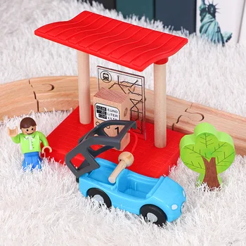 Žalia Miško Traukinio Bėgių Mediniai Mažas Traukinio Žaislų Aprangą Vaikų Traukinių Transporto Derinys Žaislas Suderinama Traukinio Medinių Bėgių