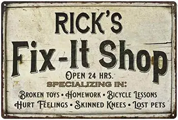 Ženklai Rick Fix-It Parduotuvė Pasirašyti Senelis, Tėtis, Sienos Matiniu paviršiumi Metalo 116240006196