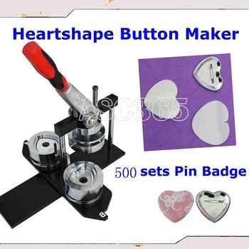 Ženklelis Mygtuką Maker Rinkinys Pro N4 Širdies Formos 57x52mm Keičiamos Mirti Pelėsių +500 Rinkinių Metalo Tiekimo Pinback