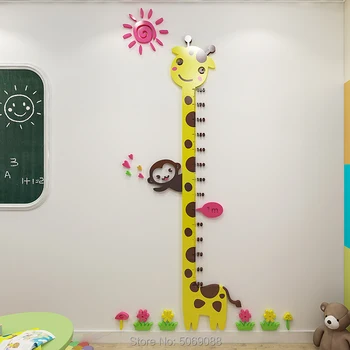 Žirafa 3d aukštis lipdukai kūdikių matavimo aukštis valdovas vaikų kambarys, vaikų darželis, kambarį, sienų lipdukų dekoravimas