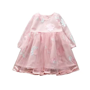 0-6 metų, Aukštos kokybės mergina dress 2019 m. pavasarį naujas mados gėlių pilnas rankoves vaikas, vaikų drabužiai princesė mergina suknelės