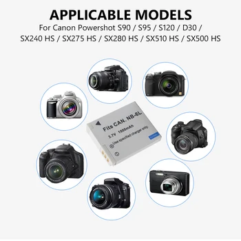 1/2/4pcs 3.7 V, 1000mAh Ličio jonų NB-6L Įkraunama Iššifruota Baterijas Powershot Fotoaparatas SLR S90 S95 S120 D30 XF310 IXUS300