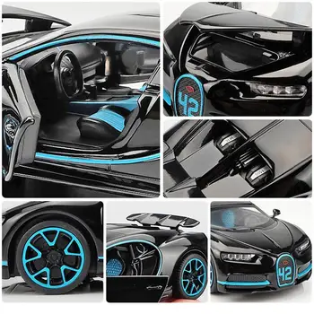 1:32 Naujas Bugatti Lieti Modelio Garso Ir Šviesos Traukti Atgal Žaislas Automobilis Su Bazine Vaikų Gimtadienio Dovana