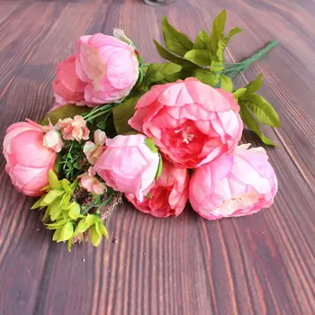 1 VNT Gražus, ryškus pavasario bijūnų puokštė Netikrą dirbtinės gėlės festivalis šalies namų vestuvių dekoravimas gėlių