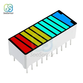 10 Segmento 4 Spalvų LED Baterijos Lygio Bar Graph Galios Rodymo Indikatorius Modulis Raudona Geltona Žalia Mėlyna Multi-color 5V Šviesos