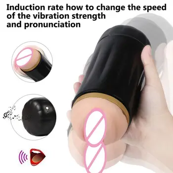 10 Vibracijos Režimai Vyrų Masturbator Puodelis su Pažangios Balso USB Įkrovimo Masturbacija Sekso Žaislas Vyrams