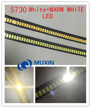 10000pcs/DAUG 5730 LED-white5000+Šiltas white5000 0,5 W 50-55lm 6500K Baltos Šviesos SMD 5630 5730 šviesos diodu (LED) lempos(3.2 v-3.4 v)