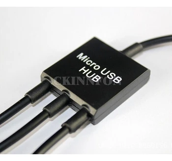 100vnt/Daug Aukštos Kokybės 3 Port Micro USB Power Įkrovimo OTG Hub Kabelio Jungtis, Spliter už Išmanųjį telefoną, Kompiuterį 