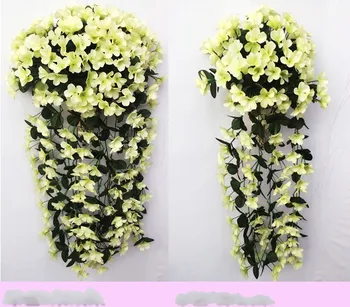 100vnt/lot 18 Branchs Dirbtinio Šilko Orchidėjos gėlių Vynuogių Wisteria Rotango Amatų Ornamentu Namų Vestuvių Šventė Decora