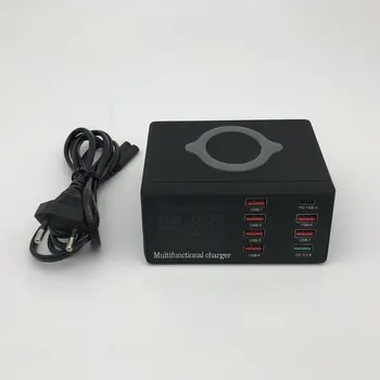 100W PD QC 3.0 Greitas Įkroviklis 8 Uostų Smart USB Skaitmeninis Ekranas Krovimo Doko Stotis 