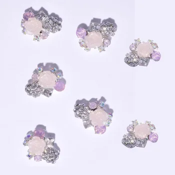 10pc/pak 3D gėlių Grupių Nagų Dailės Papuošalai Su Big Pearl Cirkonio Nagai Meno Blizgučiai Vinis Vinis Lydinio CJE407-414
