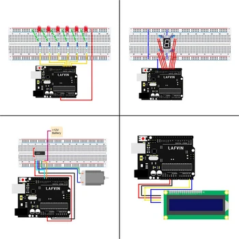 10set/daug LAFVIN Pagrindinio Starter Kit / Mokymosi Komplektas yra R3 Valdyba, LCD1602 IIC su Pamoka Arduino už UNO R3