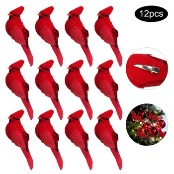 12pcs Raudonos Putos Plunksnų Dirbtinis Papūgos Imitacija Paukščių Modelį, Namuose, Lauke, Sode Vestuvių Dekoravimas Ornamentas 