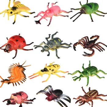 12pcs/set Vabzdžių Modelis Veiksmų Skaičius, Laukinių Gyvūnų figūrėlių Kolekcija mažo Dydžio PVC Vaikų Pažinimo Žaislai