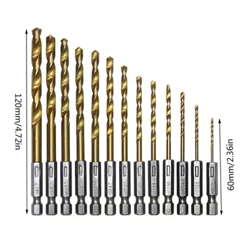 13pcs Hex Rankena Plastikinė Dėžutė Nustatyti Twist Drill Ilgesnį tarnavimo Ilgaamžiškumą 1.5-6.5 mm Multi-funkcinis Aukso Kieto Plieno HSS