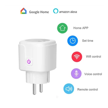 16A WiFi Smart Plug kištukinis Lizdas Su Elektros Energijos Monitorius ES Standartas Multi Plug Tuya APP Kontrolės Darbai Su Alexa, Google 