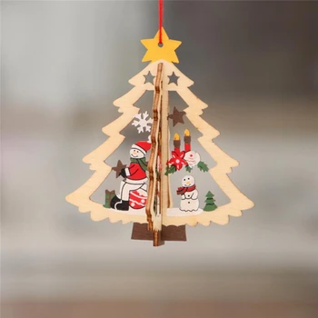 1PC Kalėdų Mediniai Kabinti Pakabučiai Žvaigždė Kalėdų Ornamentu Medžio Bell Kalėdų Dekoracijas namams Šalies naujieji Metai