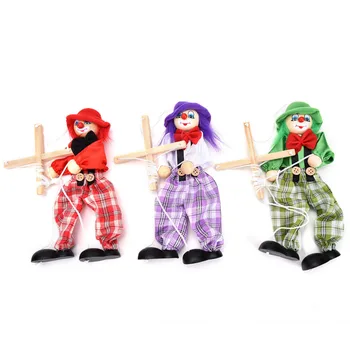 1Pc Traukti Eilutę Lėlių Klounas Marionette Medinių Žaislų Derliaus Spalvinga Įdomus Amatų Jungtinės Veiklos Lėlės Vaikas, Vaikai Dovanų Amatai