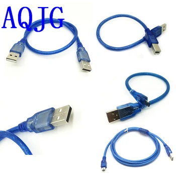 1pcs 0,3 m USB Kabelio Uno r3/Nano/MEGA/Leonardo/Pro mikro/DĖL Mėlynos spalvos Aukštos Kokybės A tipo USB/Mini USB/Micro-USB 