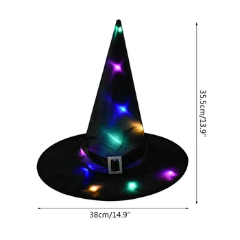 1pcs Helovinas Ragana Skrybėlę LED Šviesos Žėrintis Ragana Skrybėlę Helovinas Apdailos Žėrintis Skrybėlę Prom Šalies Apdaila