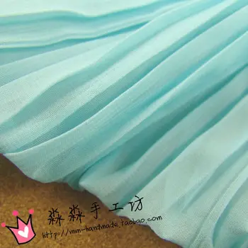 1psc Mėtų mėlynos spalvos audinio klostyti Macarons spalvos Klostuotas Šifono Suknelė sub organų grūsti audinio šalinimas(klostuotas 0,5 m)