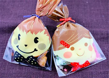 200pcs/daug-12x20cm-2style berniukas/mergaitė animaciją puikus kepimo duonos pakuotės sausainių dovanų maišelis 