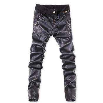 2016 naują atvykimo jeans vyriški PU džinsinio džinsus vyrams juoda italijos Tiesūs džinsai, vyriški PU atsitiktinis kelnės dydis 27-36