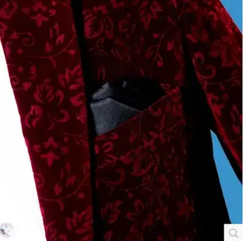 2017 Naujas (kostiumas+kelnės+peteliškė) vyriškų drabužių mados Vynas, raudonas plonas kostiumas vyrų dainininkas priimančiosios etape kostiumai Oficialų Suknelė tinka S-XXL