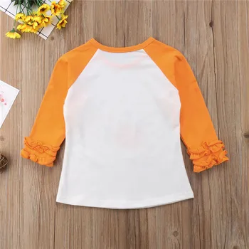 2018 Bamblys Helovinas Mielas Vienaragis Vaikas Baby Girl Long Sleeve T-shirt Viršūnes Helovinas Moliūgų T-Shirt laukinių mados tendencija puikus