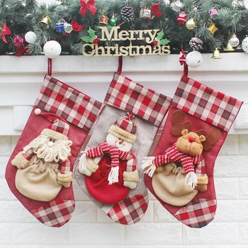 2018 Kalėdų Kojinę Santa Claus Saldainiai Kojinės Kalėdinių Dovanų Maišelis Kalėdų, Naujųjų Metų Dekoracija Namuose Navidad Šalis Tiekimo