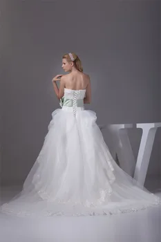 2018 m. Naujo Dizaino Teismas Traukinio Rankovių Balta Nuotakos Suknelė Žalias Lankas Varčios Užsakymą vestido de noiva motina nuotakos suknelės