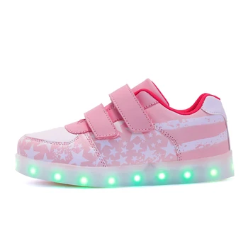 2018 Naujas USB įkrovimą, Mėlyna žėrintis vasaros studentų batai berniukui fluorescencijos žingsnis žibintai LED šviesos sporto sandalai mergaitėms