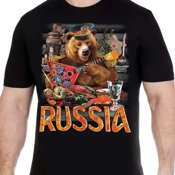 2019 Karšto Pardavimo Nauja, VYRIŠKI Marškinėliai t-shirt su rusijos lokys T-Shirts rusija putinas karinės kultas, vyriški Drabužiai, Marškinėliai