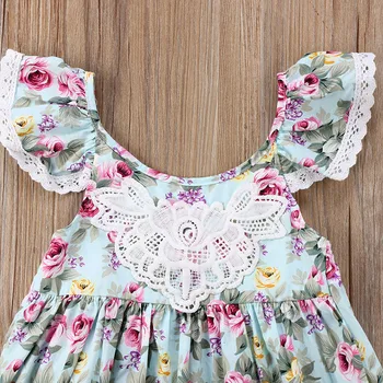 2019 m. Vasarą Nauja Mergina, Aprangos, Vaikams, Suknelės Mergaitėms Gėlių Nėrinių Rankovių Baby Princess Dress 2 3 4 5 6 7 Metų Vaikams Sundress