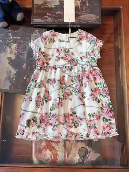 2019 Naujas Mados Mergaičių Drabužiai Suknelė Gėlių Spausdinti Rankovių Boutique Aukštos Kokybės Princesė Šalis Suknelė