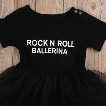 2019 Naujos Prekės Kūdikiams, Baby Girl Vasaros Drabužių Tiulio Medvilnės Rock Roll Romper Suknelė Playsuit Apranga