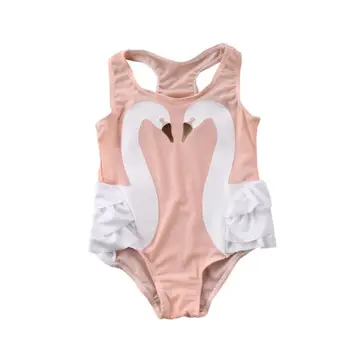 2019 Prekės ženklo Merginos Lopšelio Swan vientisas maudymosi kostiumėlis Skrybėlę Plaukimo Kostiumai, maudymosi Kostiumėliai, Dydis 2-10Y