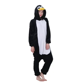 2019 Žiemos Pingvinas Pižama Gyvūnų Sleepwear onesie Kigurumi Moterys Vyrai Unisex Suaugusiųjų Flanelė Nightie Namų drabužių Rinkiniai