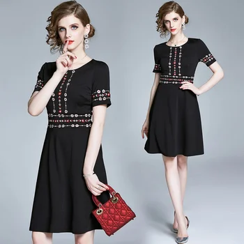 2020 m. Moteris Elegantiškas-line mini Suknelė Vintage spausdinimo šalies vestidos trumpomis Rankovėmis moterims Slim Pavasario Vasaros Suknelė Dizaineris