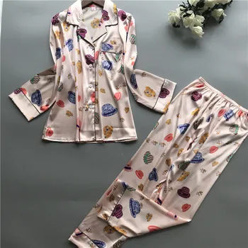 2020 m. pavasarį naują spausdinimo pižama ponios ilgomis rankovėmis šilko namų paslauga megztinis pižama komplektas