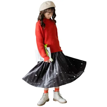 2020 M. Rudenį Paauglių Mergaičių Korėjos Stiliaus Zawalcowany Klostuotas Sijonas Mada Vaikams Mielas Princesė Sijonas Vaikų Mergaičių Elegantiškas Sijonas, #1132