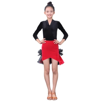 2020 M. Vaikų Suknelė Šokių Lotynų Šokių Sijonai Mergaitėms Ilgomis Rankovėmis Viršūnes Sijonai Tango Salsa Šokių Kostiumas Suknelė 110-170