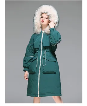 2020 m. Žiemos Naujas Moterų medvilnės sluoksnis Su Stilingų Kailių Apykaklės Ilgai Striukė Moterims Parkas Vėjo striukė su gobtuvu, paltai paltai