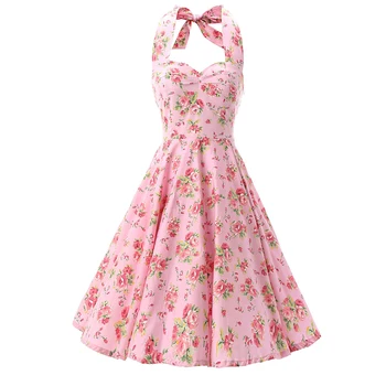 2020 Medvilnės Vasarą Šalies Moterų Suknelė Rockabilly Vintage Retro 50s Sūpynės Šalies Vestidos Naujas Polka Dot Plius Dydis Suknelės