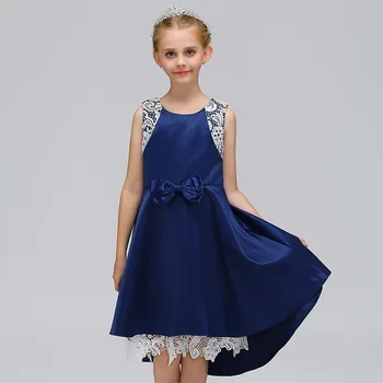 2020 metų Vasaros Vaikų Mergaičių Princesė Suknelė be Rankovių Mergina Nėrinių Suknelės, Mėlyna Rožinė Birthday Party Dress Vaikus, Drabužiai, 2-10T