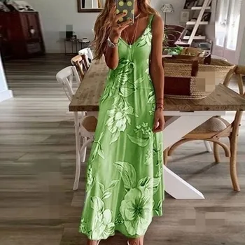 2020 Moterų Atsitiktinis Laisvas Dirželis Suknelė Gėlių Vasarą Seksualus Boho Lankas Camis Befree Maxi Suknelė Plius Dydžių Didelis Didelis Suknelės Skraiste Femme